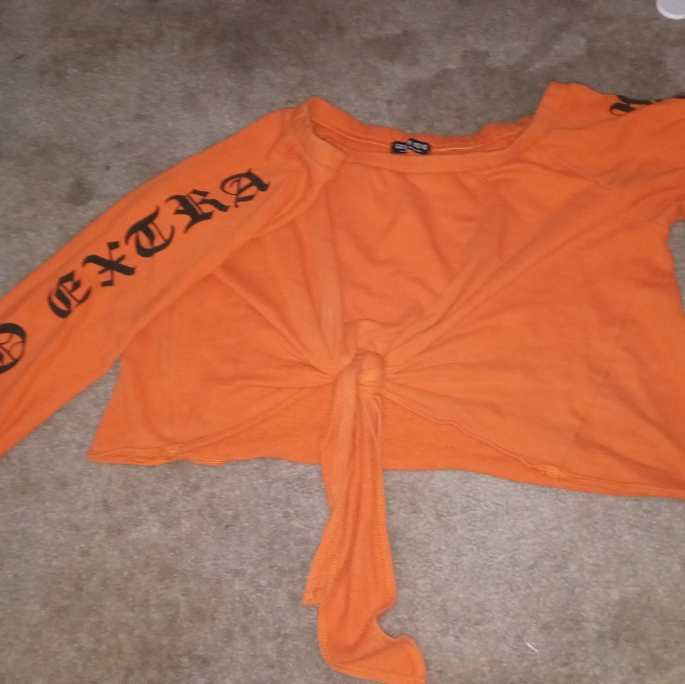 Fashion Nova orange crop top off the shoulder